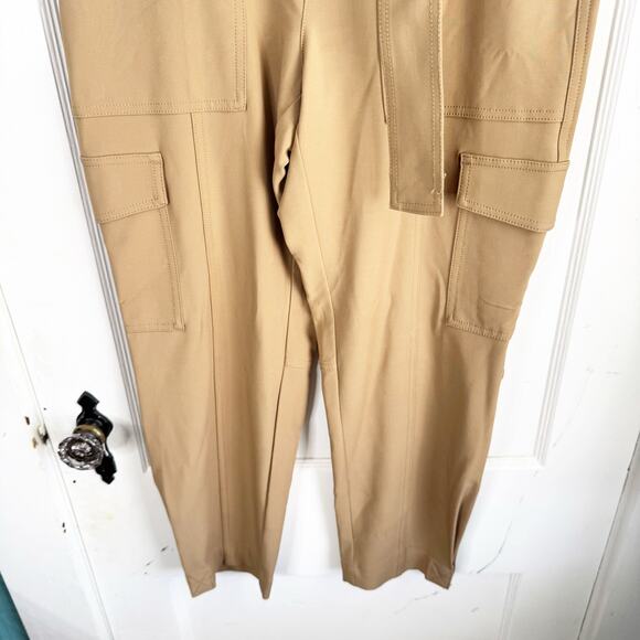 Banana Republic Slim Refined Stretch Cargo Pant Latte Cream Belted Beige Size 4 - Picture 4 of 14